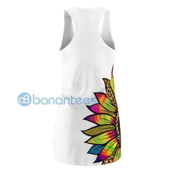 Tye Dye Hippie Sunflower White Racerback Dress Product Photo