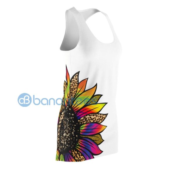Tye Dye Hippie Sunflower White Racerback Dress Product Photo