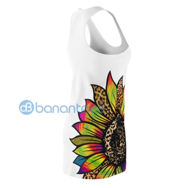 Tye Dye Hippie Sunflower White Racerback Dress Product Photo