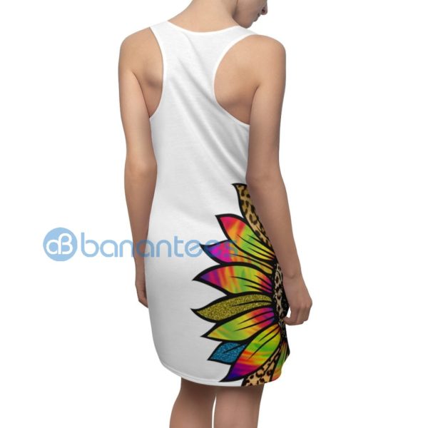 Tye Dye Hippie Sunflower White Racerback Dress Product Photo
