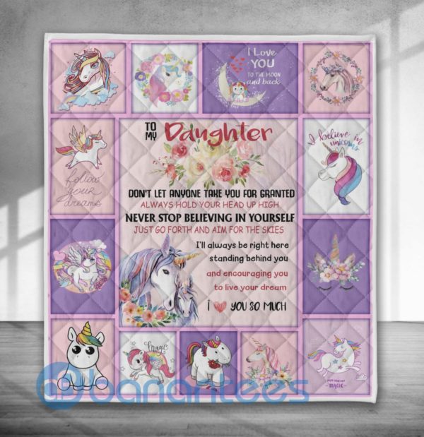Unicorn To My Daughter Special Design Quilt Blanket Product Photo