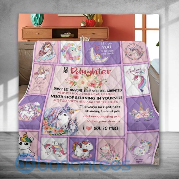 Unicorn To My Daughter Special Design Quilt Blanket Product Photo