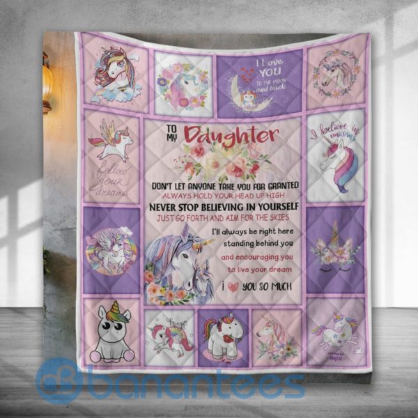 Unicorn To My Daughter Special Design Quilt Blanket Product Photo