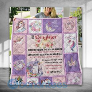 Unicorn To My Daughter Special Design Quilt Blanket Product Photo