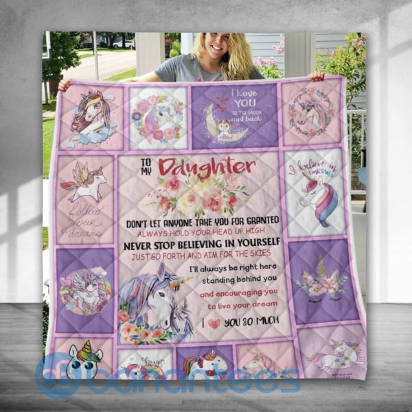 Unicorn To My Daughter Special Design Quilt Blanket Product Photo