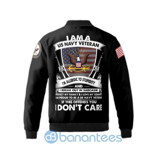 US Navy Veteran Eagle American Flag Fleece Bomber Jacket Product Photo