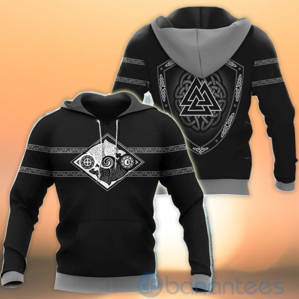 Valknut Shield Hati And Skoll Viking Hoodie All Over Printed 3D Hoodie Product Photo