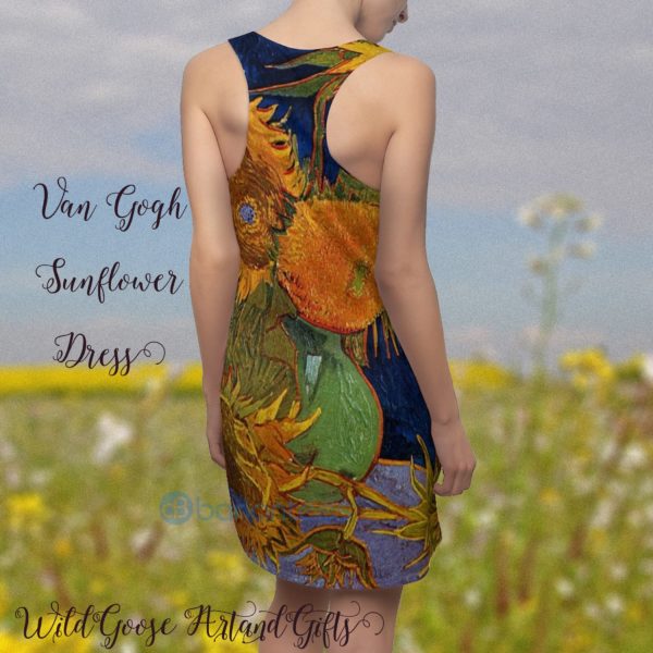 Van Gogh Sunflower Art Full Printed Racerback Dress For Women Product Photo