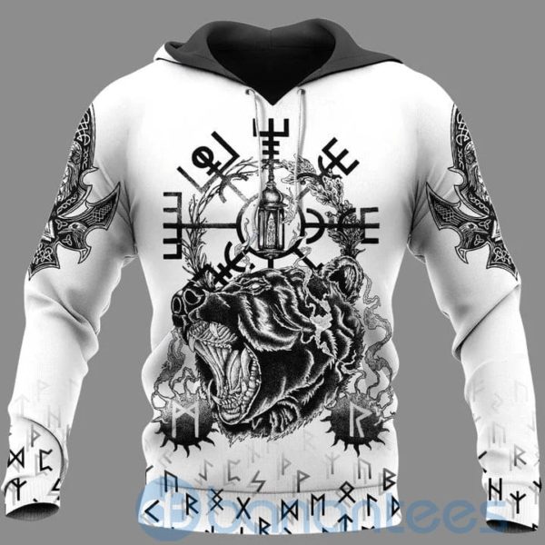 Vegvisir Bear Odin Raven Tattoo Viking Hoodie All Over Printed 3D Hoodie Product Photo
