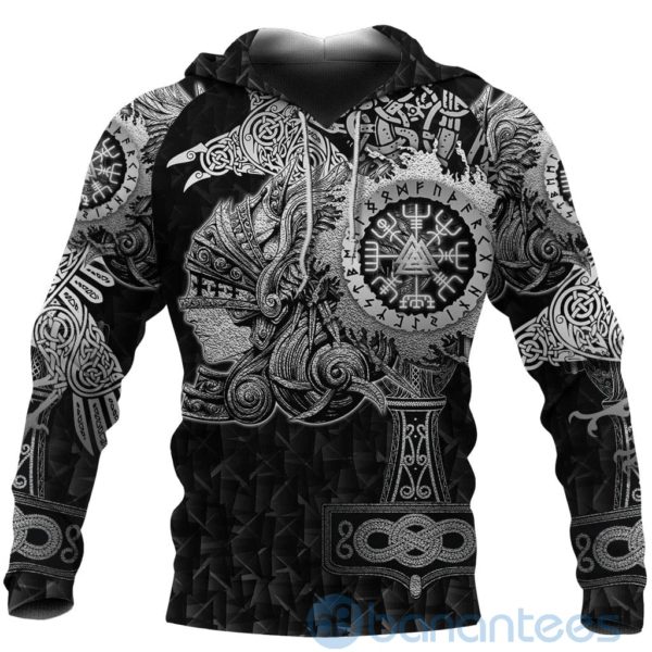 Viking alkyrie Valknut Vegvisir With Mjolnir Black All Over Printed 3D Hoodie Product Photo