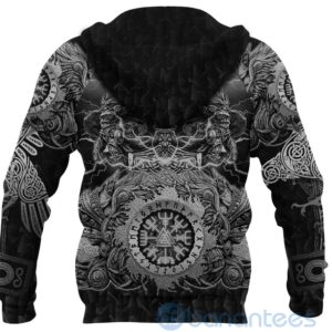 Viking alkyrie Valknut Vegvisir With Mjolnir Black All Over Printed 3D Hoodie Product Photo