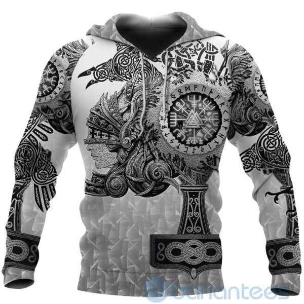 Viking alkyrie Valknut Vegvisir With Mjolnir Vintage All Over Printed 3D Hoodie Product Photo