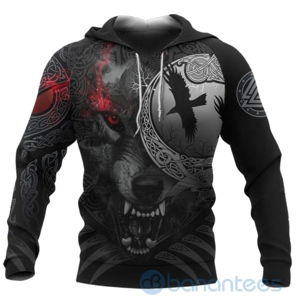 Viking Angry Moon Wolf All Over Printed 3D Hoodie Product Photo