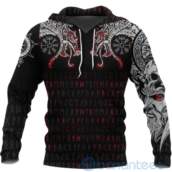 Viking Double Raven Tattoo And Vegvisir Blood All Over Printed 3D Hoodie Product Photo