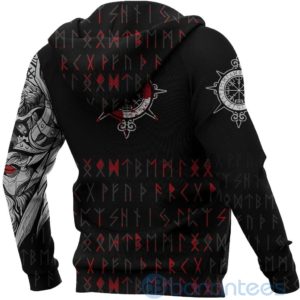 Viking Double Raven Tattoo And Vegvisir Blood All Over Printed 3D Hoodie Product Photo