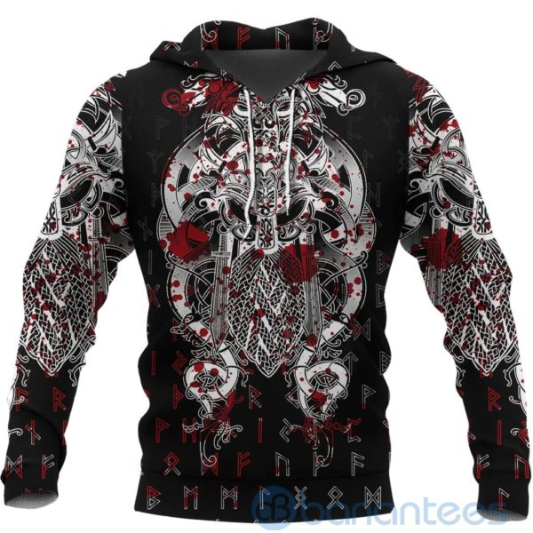 Viking Fenrir & Tyr Tattoo Blood All Over Printed 3D Hoodie Product Photo