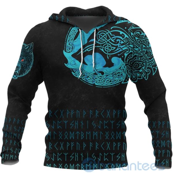 Viking Fenrir Wolf Cyan Blue All Over Printed 3D Hoodie Product Photo
