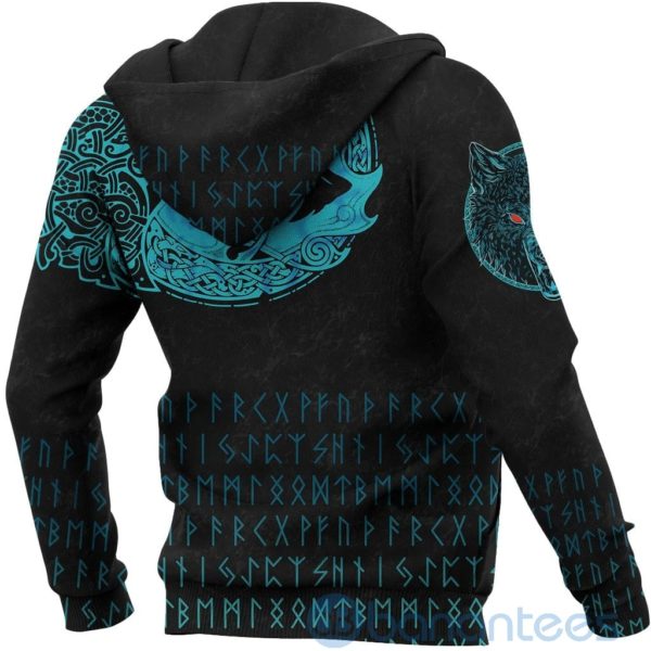 Viking Fenrir Wolf Cyan Blue All Over Printed 3D Hoodie Product Photo