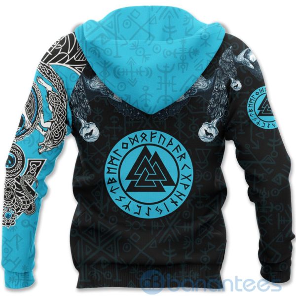 Viking Fenrirs Skoll Hati Valknut Odin's Ravens Blue All Over Printed 3D Hoodie Product Photo