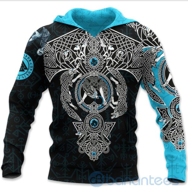 Viking Fenrirs Skoll Hati Valknut Odin's Ravens Blue All Over Printed 3D Hoodie Product Photo