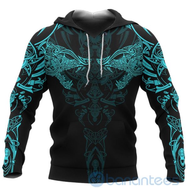Viking Geki & Freki Wolf Turquoise All Over Printed 3D Hoodie Product Photo
