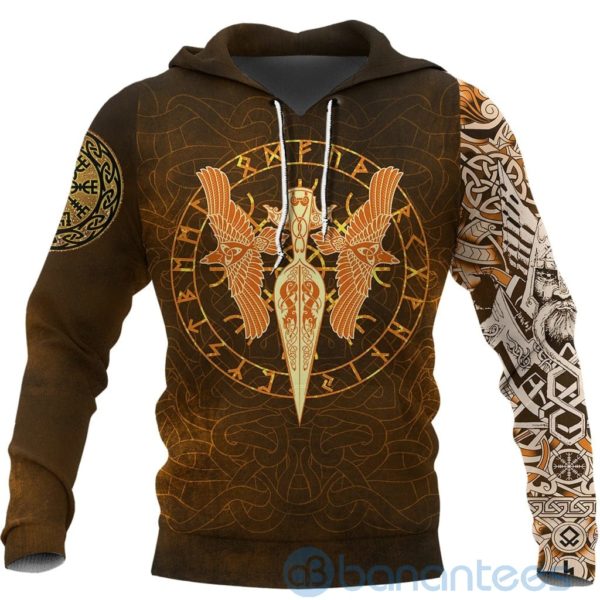 Viking Gold Spear Of The God Odin Gungnir And Two Gold Ravens All Over Printed 3D Hoodie Product Photo