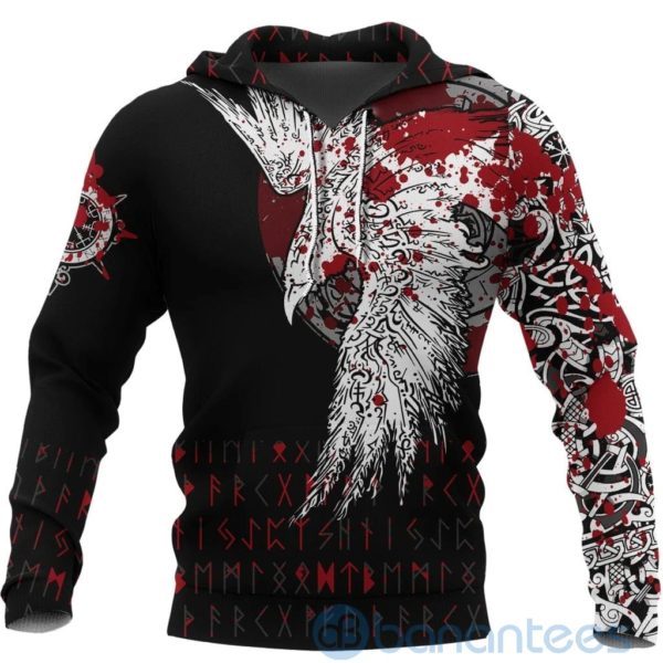 Viking Mystical Raven Tattoo Style Blood All Over Printed 3D Hoodie Product Photo