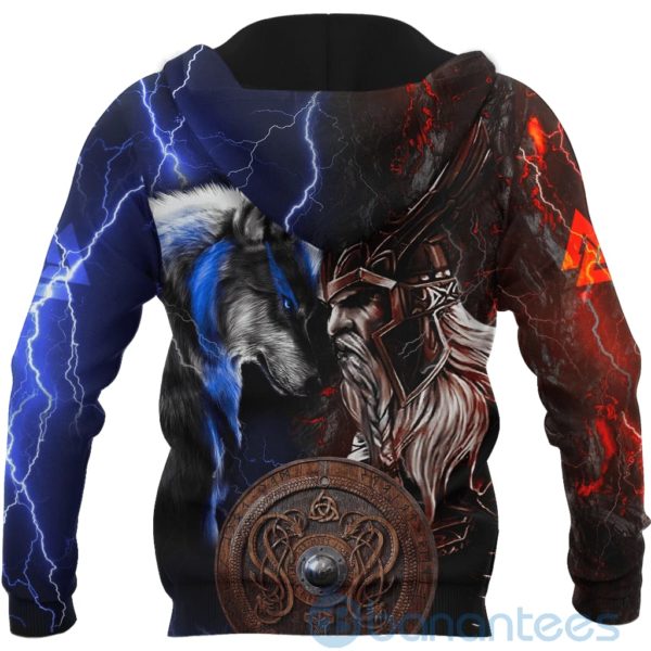 Viking Odin And Wolf Thunder And Fire All Over Printed 3D Hoodie Product Photo