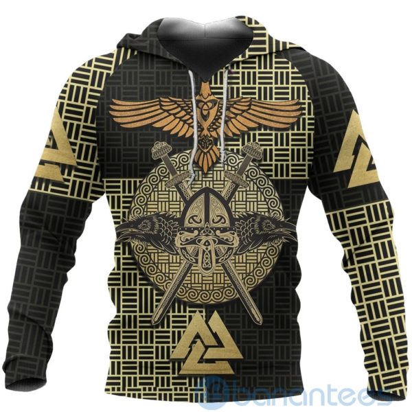 Viking Raven Odin Gold All Over Printed 3D Hoodie Product Photo