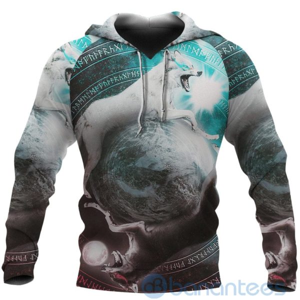 Viking Skoll And Hati Never Ending All Over Printed 3D Hoodie Product Photo