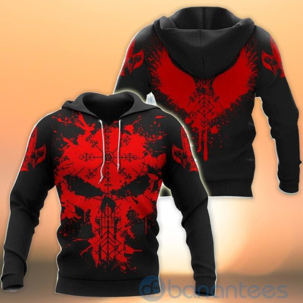 Viking Skull Red Viking Hoodie All Over Printed 3D Hoodie Product Photo
