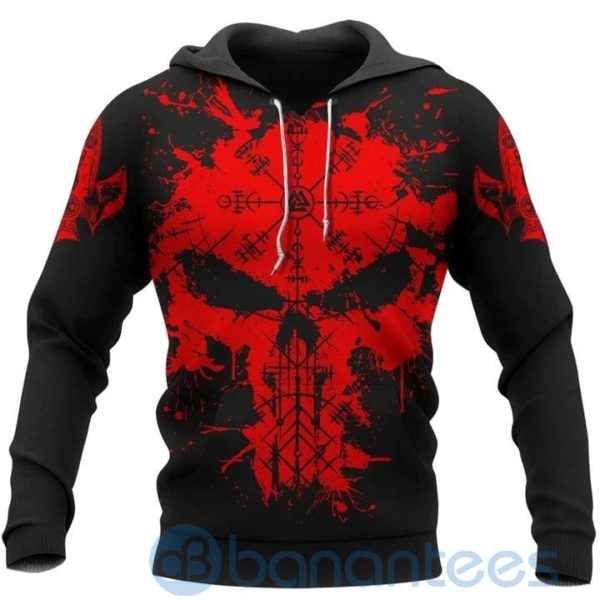 Viking Skull Red Viking Hoodie All Over Printed 3D Hoodie Product Photo