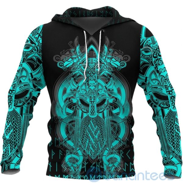 Viking Style Tyr Tattoo Cyan All Over Printed 3D Hoodie Product Photo