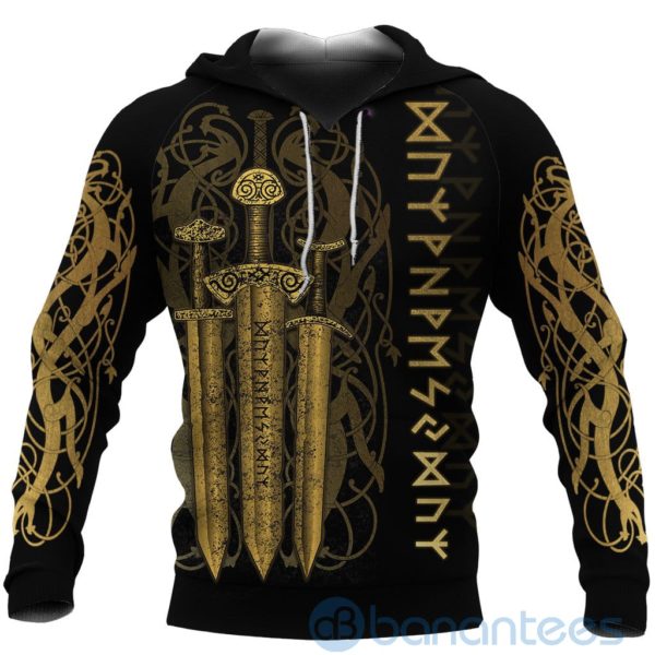 Viking Sword Gold All Over Printed 3D Hoodie Product Photo