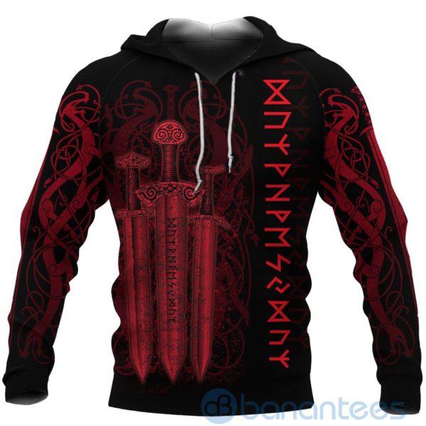 Viking Sword Red All Over Printed 3D Hoodie Product Photo