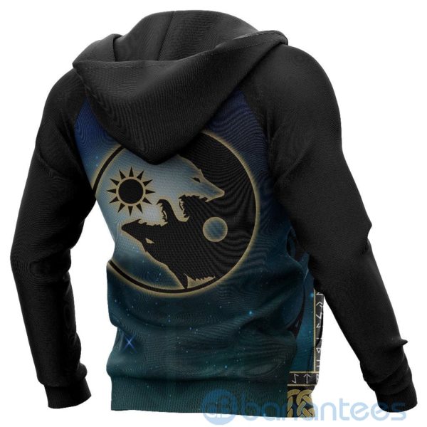 Viking Tree Of Life Fenrir Skoll And Hati Raven Rune All Over Printed 3D Hoodie Product Photo