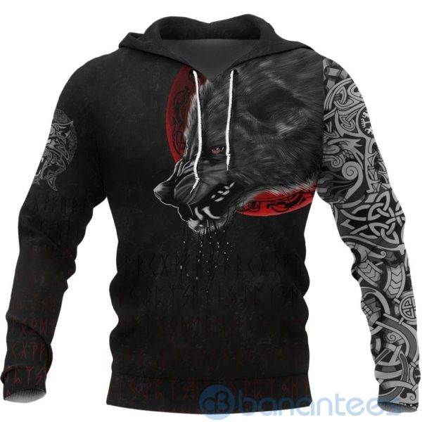 Viking Wolf And Blood Moon All Over Printed 3D Hoodie Product Photo