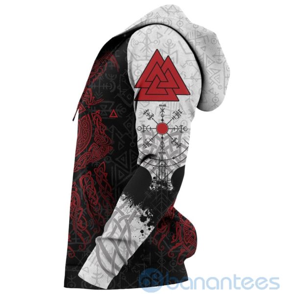 Viking Wolf and Raven Valknut Runes Red All Over Printed 3D Hoodie Product Photo