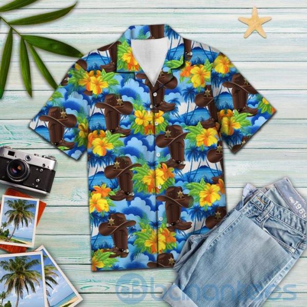 Vintage Cowboy Hibiscus Tropical Hawaiian Shirt Product Photo