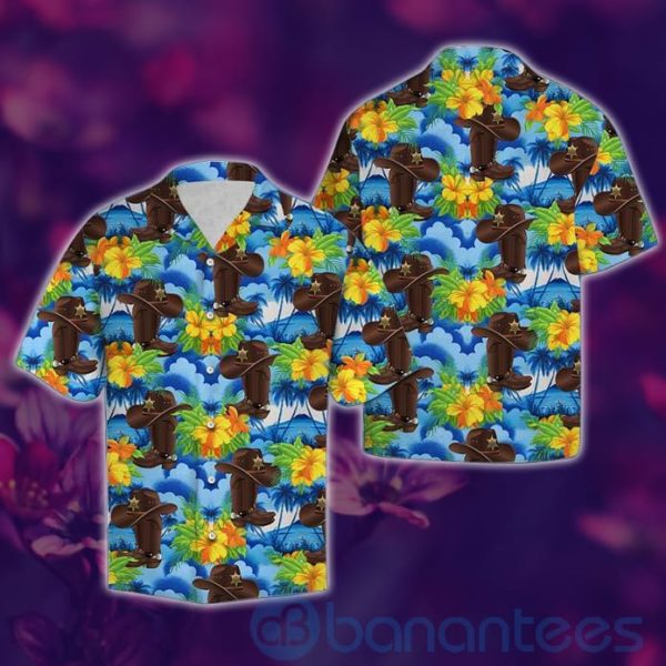 Vintage Cowboy Hibiscus Tropical Hawaiian Shirt Product Photo