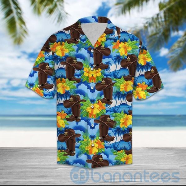 Vintage Cowboy Hibiscus Tropical Hawaiian Shirt Product Photo