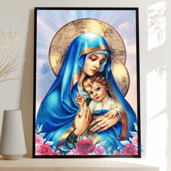 Virgin Mary Hugging Baby Jesus Wall Art Canvas Product Photo