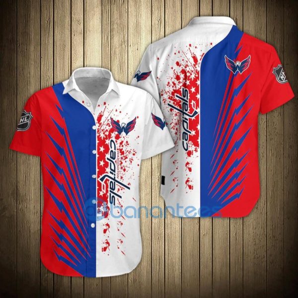 Washington Capitals Striped Short Sleeves Hawaiian Shirt Product Photo