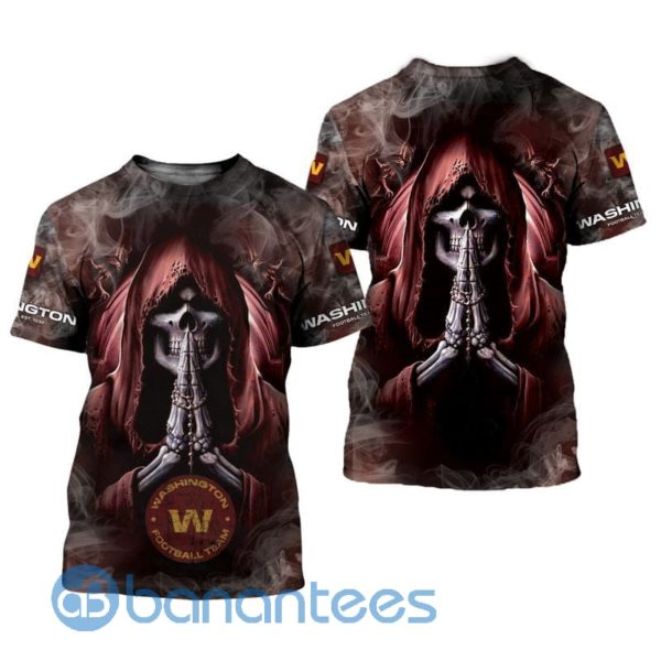 Washington Football Team Background Skull Smoke Design Printed 3D T Shirt Product Photo