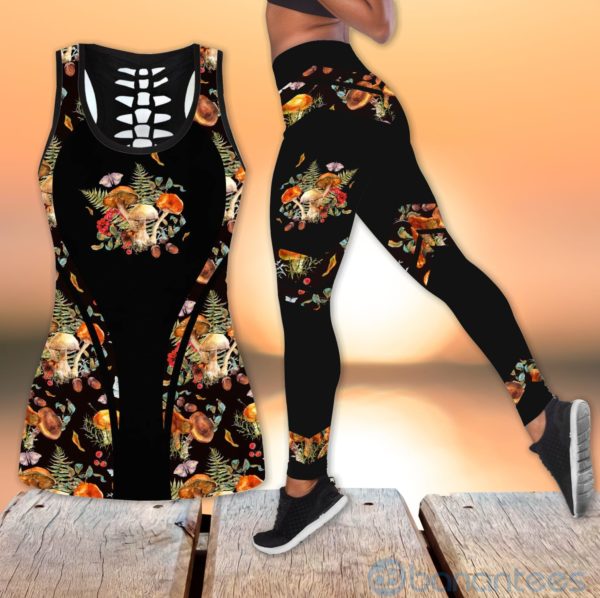 Watercolor Mushroom Lover Hollow Tank And Legging Outfit Product Photo