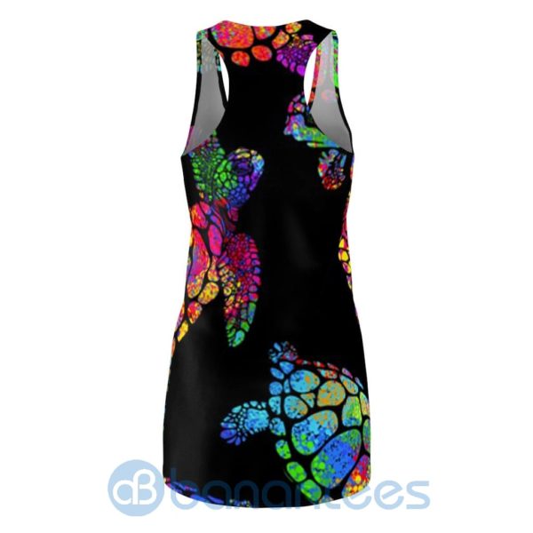 Watercolor Sea Turtle Pattern Black Racerback Dress For Women Product Photo