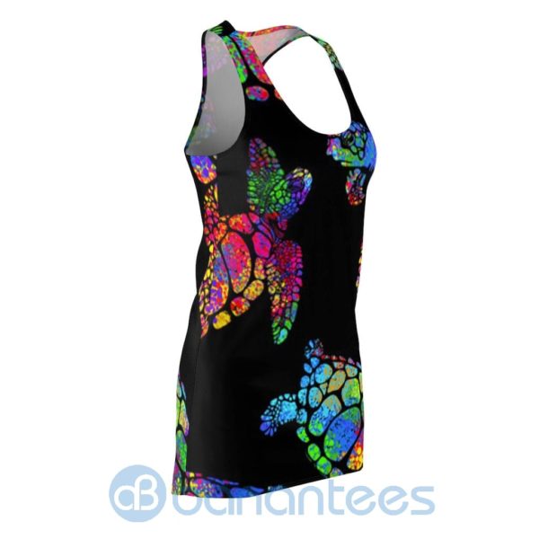 Watercolor Sea Turtle Pattern Black Racerback Dress For Women Product Photo