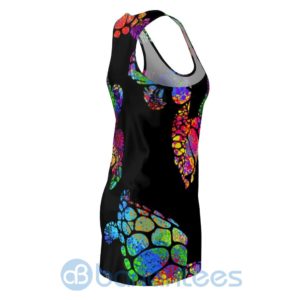 Watercolor Sea Turtle Pattern Black Racerback Dress For Women Product Photo