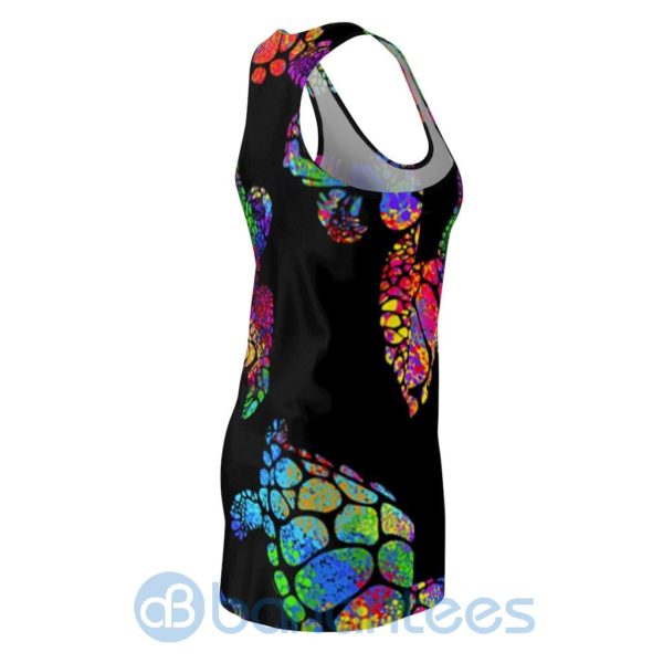 Watercolor Sea Turtle Pattern Black Racerback Dress For Women Product Photo