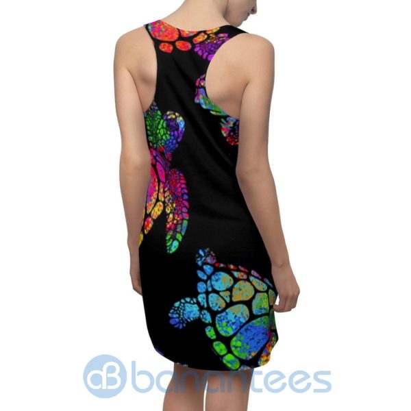 Watercolor Sea Turtle Pattern Black Racerback Dress For Women Product Photo